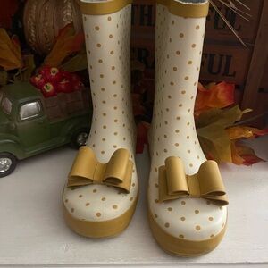 SweetHoney Polka Dot Kids Rain Boots - Yellow and White